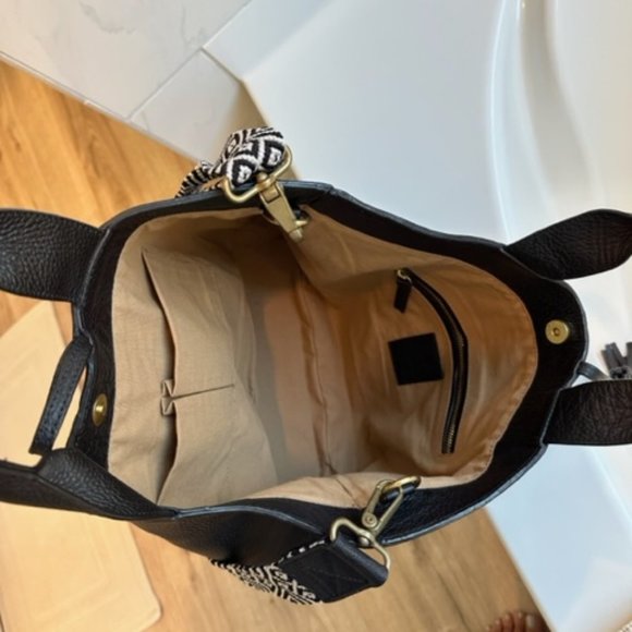 Eclectic Array Leather Hippie Bag Black - Picture 2 of 3